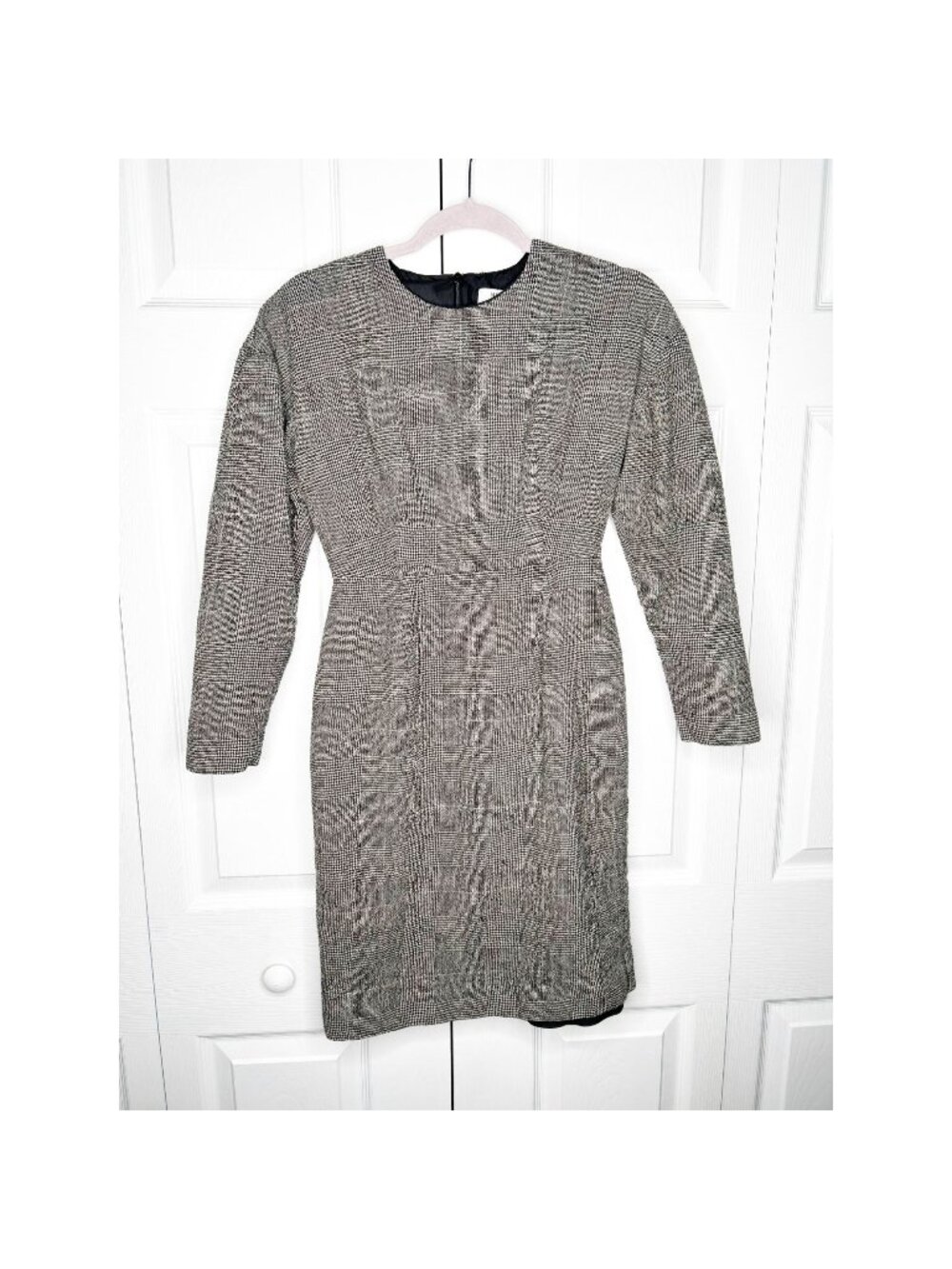 MM Lafleur Rosa Black White Check Long Sleeve Sheath Dress Women's Size 0